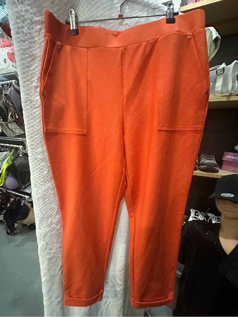 Michael Kors Bright Orange Cropped Ponte Pull-On Pants sz large